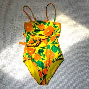 Aerie Yellow Floral One Piece Swimsuit